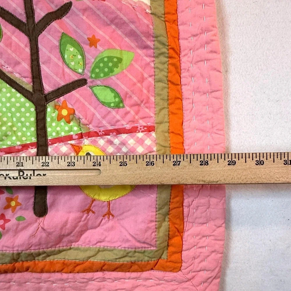 90s Handmade Whimsical Nursery‎ Pillow Sham Cover Applique Birds Vintage Decor